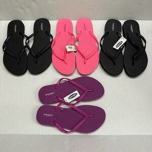 Old Navy Flip Flop Sandals Womens Size 7 Multicolor Rubber Lightweight Lot of 4